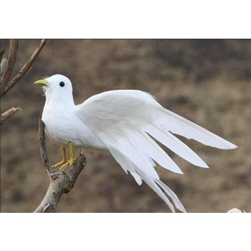 New simulation white Bird toy plastic & furs wing bird gift about 25cm 0576