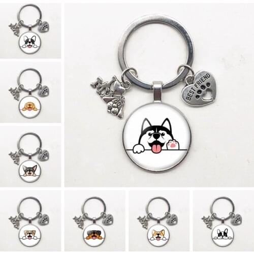 New I Love Puppy Best Friend Key Ring Cartoon Naughty Puppy Paw Footprint Suitable for Men and Women Keychain Gifts