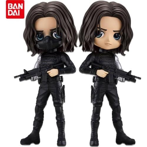 Orignal Bandai Banpresto Q Posket Marvel Avengers Winter Soldier Bucky Effect Impact Anime Doll Action Figure Model Kids Toys