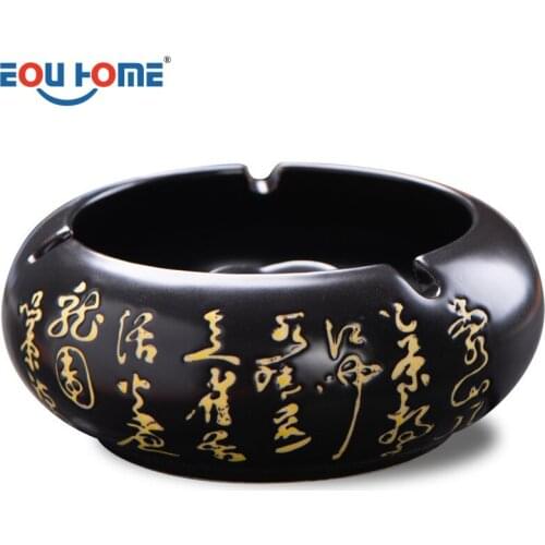 Ceramic Ashtray In The Home Office Windproof Ashtray with Cover Personality Fashion Trend Living Room Chinese Style Anti-ash