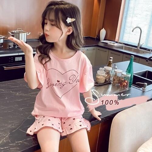 Girl Boys Pajamas Suits 2021 Simple Spring Summer Cotton Nightclothes Nightgowns Homewear Sleepwear Pajamas Sets Children Clothi