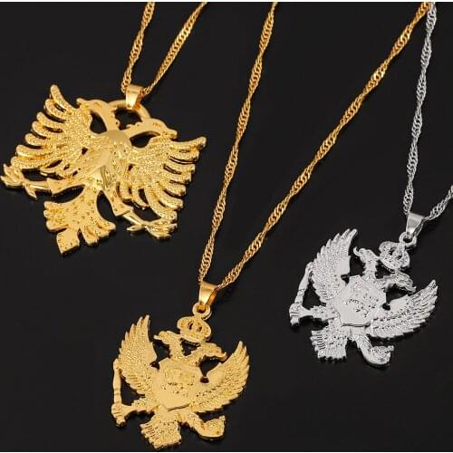 Albania Flag Eagle Badge Pendant Necklace Fashion Charm Gift For Womens Chain Cool Gold Silver Color Chain Jewelry Accessories