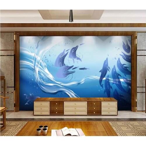 Custom photo wallpaper 3d wallpaper for walls 3 d Underwater world dolphin TV background wall papers home decoration painting