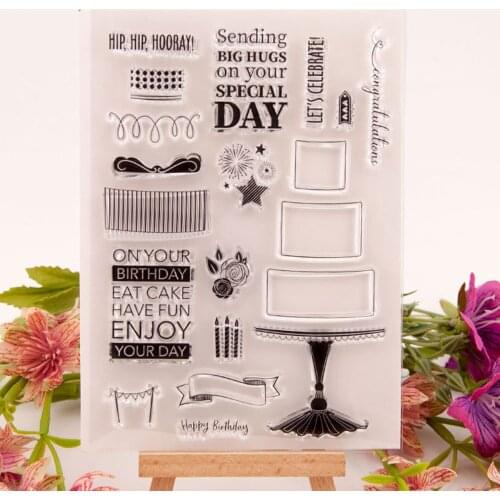 Clear Silicone Stamps Scrapbooking Craft Decorate Photo Album Embossing Cards Clear Stamps New T1662 Multi-Layer Birthday Cake