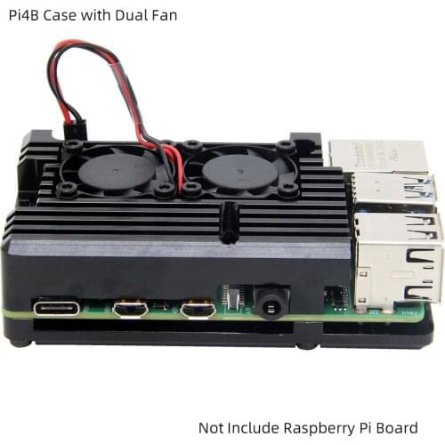 Raspberry Pi 4 Model B Dual Fan Armor Case, Passive Cooling Aluminum Alloy Protective Shell Metal Enclosure for Raspberry Pi 4 B