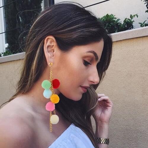 Handmade Tassel Earrings Bohemian Multicolor Pom Pom Earrings for Women Fashion Jewelry Pendant Earrings 2020 New Jewelry