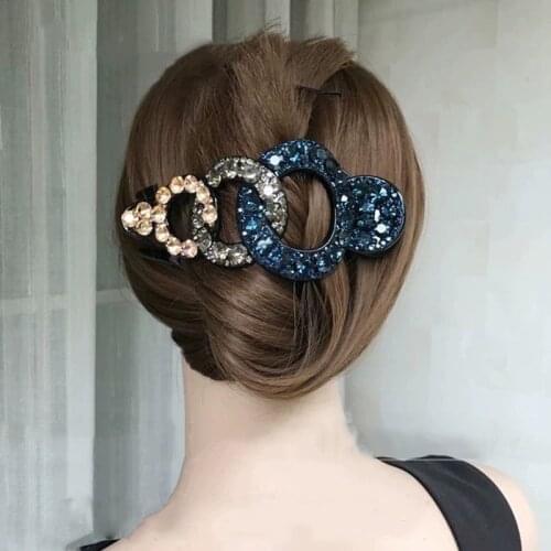 Rhinestone Duckbill Claw Large Geometric Hollow Crystal Rhinestone Hairpin Hair Wear Hair Claws Clips Women Hair Accessories