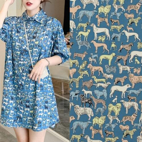 Blue Animal World Print Pure Cotton Fabric For Dress Tissus Coton ImprimÉ Sewing Telas Algodon Estampadas Ткань Au MÈTre Tissu