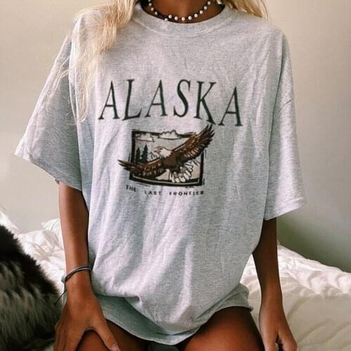 Vintage Letter Print T Shirt Women 2021 Summer Gray O Neck Casual Loose Tee Shirt Oversize Femme Black Plus Size Tops Tshirts