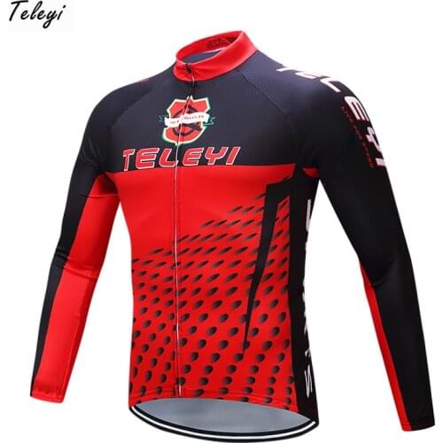 Teleyi Bike Team 2017 Sport Cycling Jersey Long Sleeve Men Autumn 100% Polyester Racing Bicycle Jersey MTB Road Cycling Clothing