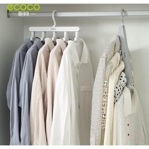 Ecoco Multifunctional Clothes Hanger Wardrobe Coat Shelves Storage Organization Rotatable Clothes Rack Collapsible Drying Rack