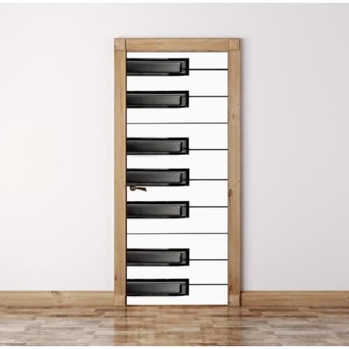 DIY Black White Piano Keys Mural Waterproof Wallpaper Self Adhesive Door Sticker Print Picture Renovation New Bedroom Home Decor