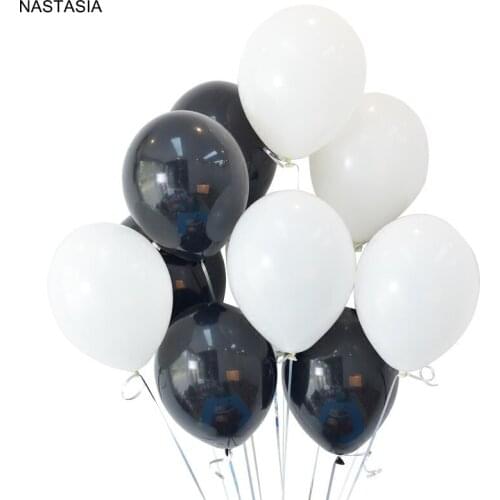 NASTASIA 35pcs/lot High quality 10 inch 2.2g Matt balloon Black White color Party decoration Latex balloon Wholesale globos