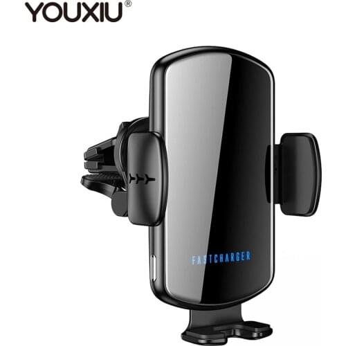 YOUXIU 15W Qi Wireless Car Charger Stand Fast Charging For iPhone 11 XS Auto Sensor Clamping Air Vent Phone Holder For Samsung
