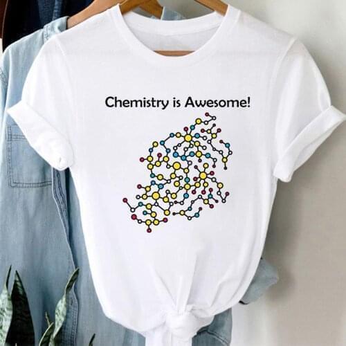 Female T-shirt 2021 Funny Chemical Formula T-shirts Fashion Women Clothing Tees O-neck Short Sleeve Femme Summer White t shirt