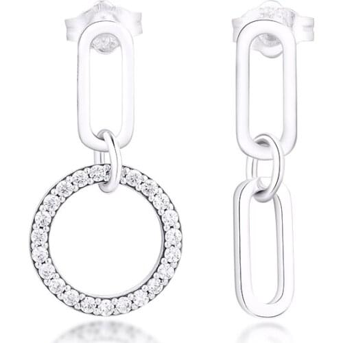 Woman Earing Circle Sterling 925 Silver Different Drop Earrings Asymmetrical Chain Earrings for Women Friendship Gifts Jewelry