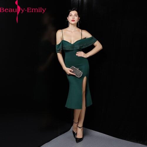 Beauty Emily Romantic V Neck Spaghetti Strap Mermaid Prom Dresses Fashion Sleeveless Zipper Back Ball Gown Vestidos De Fiesta