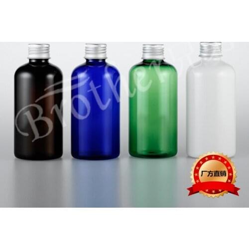 220ml PET Chunky Round Shoulder Aluminum Cap Bottle Pure High-end Bottle of Cosmetics 10PCS/LOT