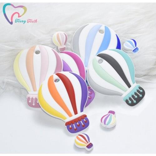 20 PCS Baby Teether Silicone Hot Air Balloon Shape Food Grade Silicone Teether Bead Kids DIY Handmade Necklace Toys Accessories