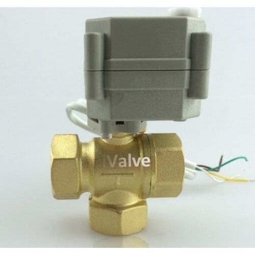3/4" DN20 110-230VAC Three Way Motorized Brass Ball Valve Normally Closed CR3-03 Electric Ball Valve