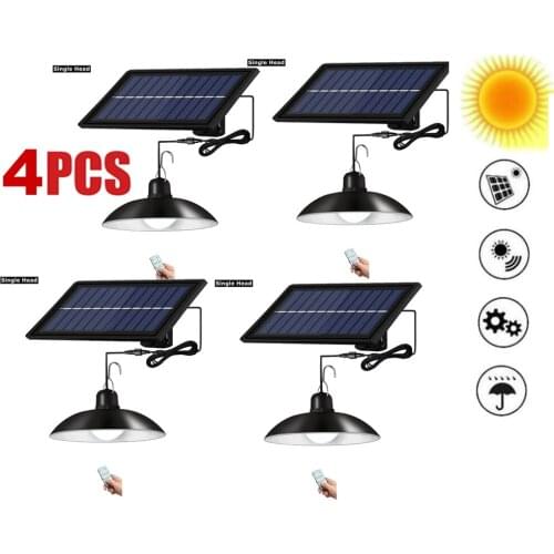 4pcs remote 30 led 2 head Retro Lampshade Solar Pendant Chandelier solar Outdoor Street Wall Lamp Garden Security Lamp Waterproo