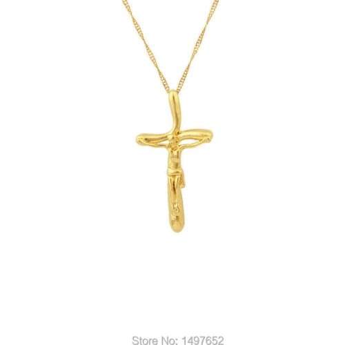 Adixyn Gold Color Jesus Cross Pendant Necklace Christ Crucifix Fashion Jewelry For Women Men Unisex Free shipping
