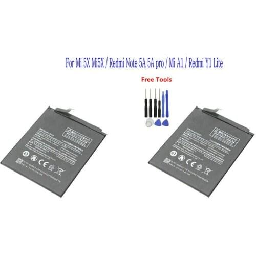 2x 3080mAh BN31 Battery For Xiaomi Mi5X Mi 5X Redmi Note 5A Pro 5A For Xiaomi Mi A1 / Redmi Y1 Lite Battery + Repair Tools kit