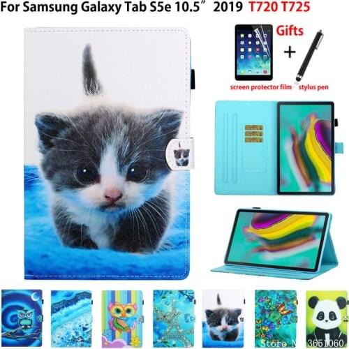 SM-T720 Case For Samsung galaxy tab S5e 10.5 2019 T720 SM-T725 Smart Cover Funda Tablet Fashion Print Stand Shell Capa +Gift