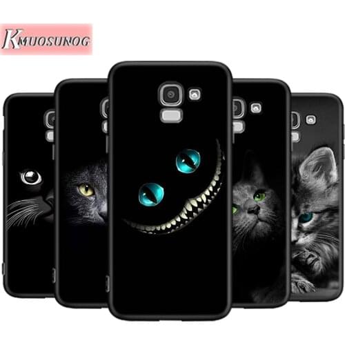 Black Cat Staring Eyes For Samsung Galaxy J8 J7 J6 J5 J4 J3 J2 Core Duo Prime Plus Star 2016 2017 2018 Soft Phone Case