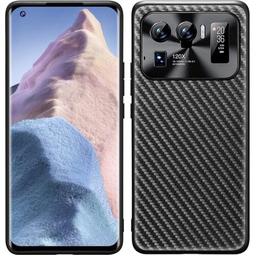 Genuine Leather Case for Xiaomi 11 Ultra High Quality Business Back Cover Carbon Fiber Texture