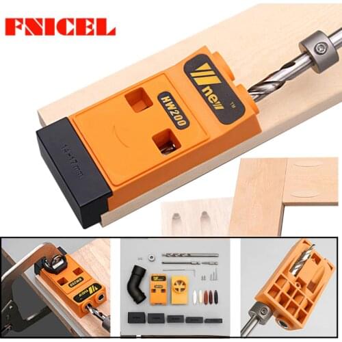 Woodworking Inclined Hole Locator Puncher Locator Pocket Hole Jig Kit System w/ Step Drill Bit & Accessories DIY Tool