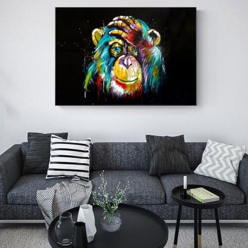Graffiti Abstract Colorful Monkey Orangutans Art Canvas Print Painting Animals Wall Picture Living Room Home Decoration Poster