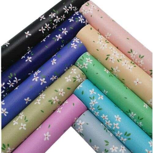 Pastel Colors Flowers Printed Synthetic Leather Faux Fabric Sheets Felt Backing Vinyl For Earrings bag Bows DIY GM2354B
