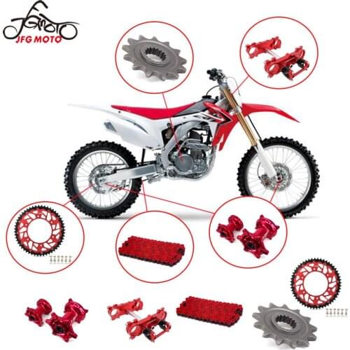 For HONDA CRF250R CRF450R CRF 250R 450R Motorcycle Complete Front Rear Wheel Hub Rim Sprocket and Triple Tree Clamps Kit