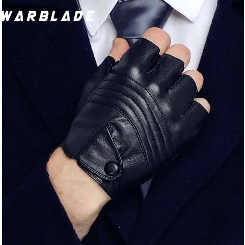 WarBLade 2021 High Quality Style Mens Leather Driving Gloves Fitness Half Finger Tactical Gloves Black Guantes Luva R223