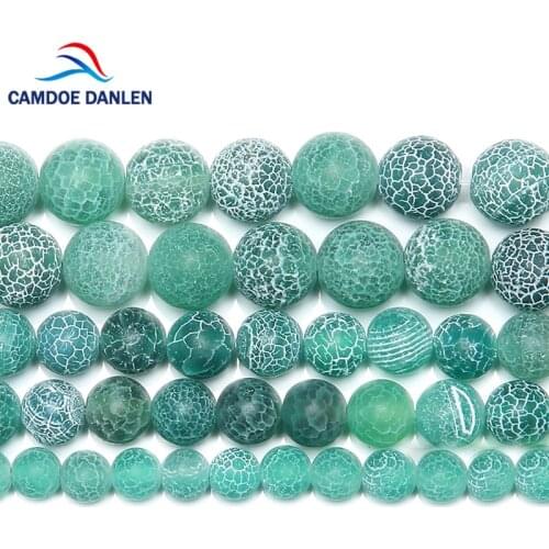 CAMDOE DANLEN Natural Stone Frost Crab Green Agates Round Loose Beads 4 6 8 10 12MM Fit Diy Beads For Jewelry Making Wholesale