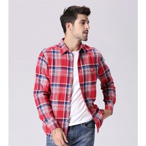 Obrix Fashionable Plaid Soft Flannel Long Sleeve Shirt For Men