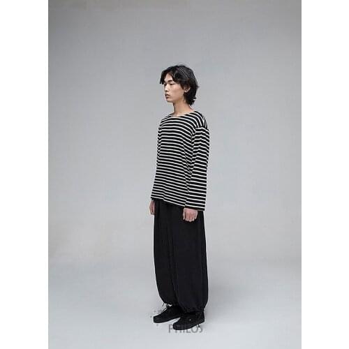 Big yards Mens! casual pants show wide leg pants mop floor super loose dark mens wear