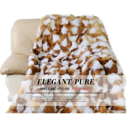 CX-D-54 Soft Home Decoration Carpet Area Rug Genuine Fox Fur Blanket Area Rugs Bedroom manta sofa suave