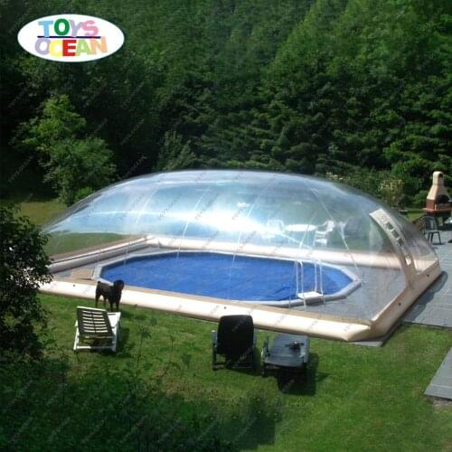 Customized size inflatable transparent pool cover for backyard swimming pool inflatable pool cover