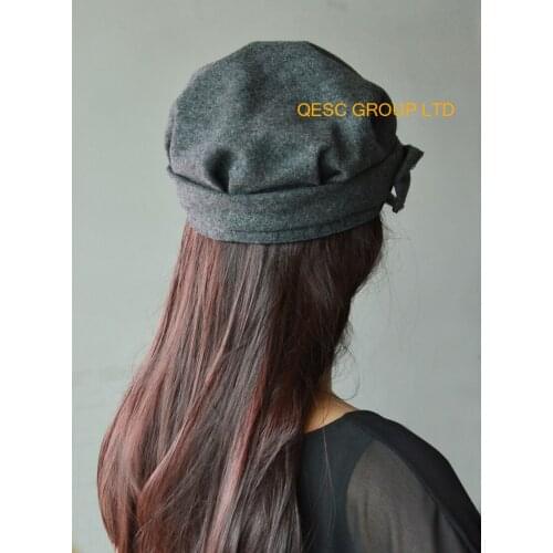 NEW Elegant Grey ladies wool winter cap hat warm hats with bow wedding womens hat. FREE SHIPPING