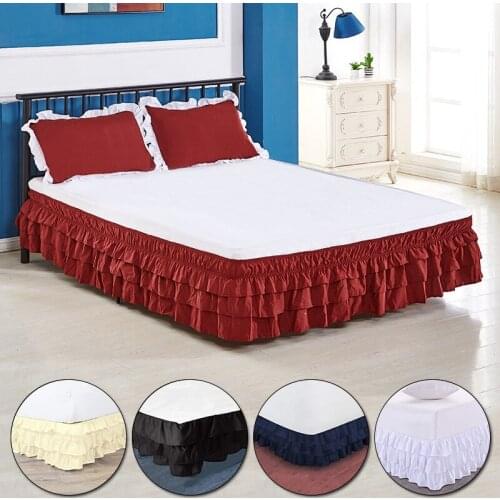 Bed Skirt Hotel Home Bed Solid Color Wrap Around Elastic Bed Side Decorations Without Bedspread Removable Bed Band Skirt Textile