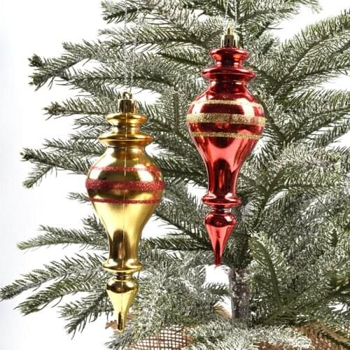 Christmas tree rattan decoration pendant gold red painted double-pointed pendant Christmas tree decoration decoration