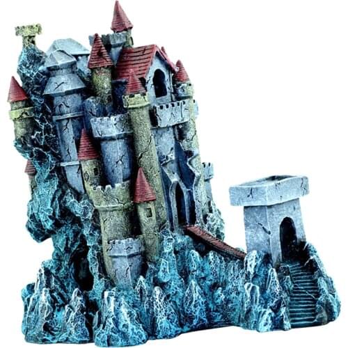 Resin Antique Castle Fish Tank Aquarium Ornament Crafts Decor