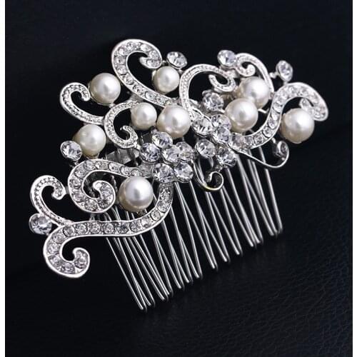 Popular bridal jewelry pearl flower hair comb wedding dress accessories hair accessories bridal headdress