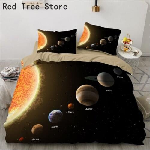 Drop Shipping Outer Space Planet Design Duvet Cover 3D Bedding Set for Kids Adults Bedroom Decor 220*260cm Large Size Bed Linen