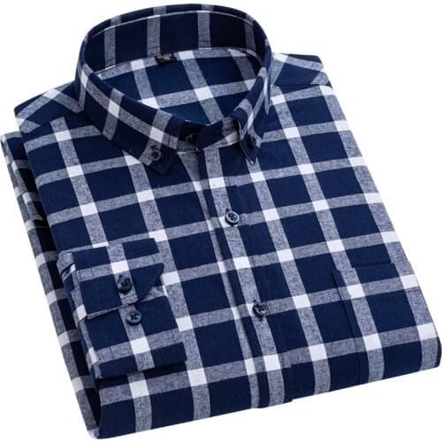 Aoliwen Brand Mens Shirts 100% Cotton Long Sleeves Casual Shirts Male New Fashion Designer Comfortable Formal Big Plaid Shirt