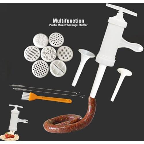 Manual Sausage Stuffer Filling Making Machine Sausage Filler Salami Maker and Funnel Handmade Noodle Pasta Maker Cooking Tools