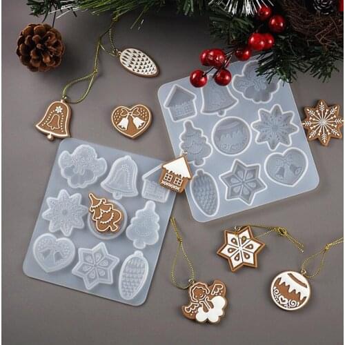 DIY Crystal Epoxy Resin Mold Christmas Tree Snowflake Elk Pendant Resin Mold Keychain Listing Jewelry Silicone Mold For Resin