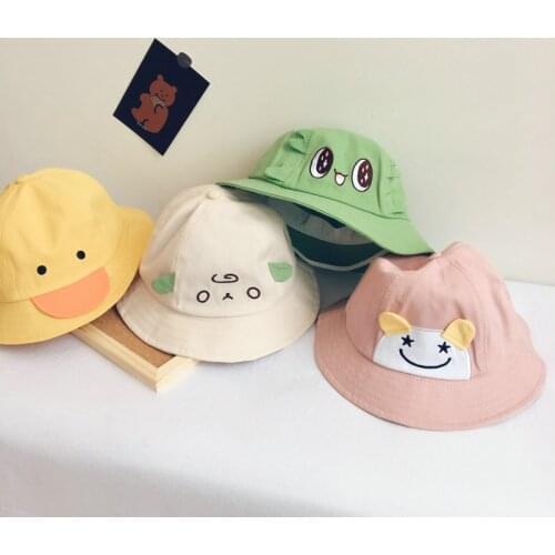 Fashion Kids Cap Hat Three-Dimensional Cartoon Little Yellow Duck 1-5 Years Basin Caps For Boys Girls Sunscreen Beach Bucket Hat